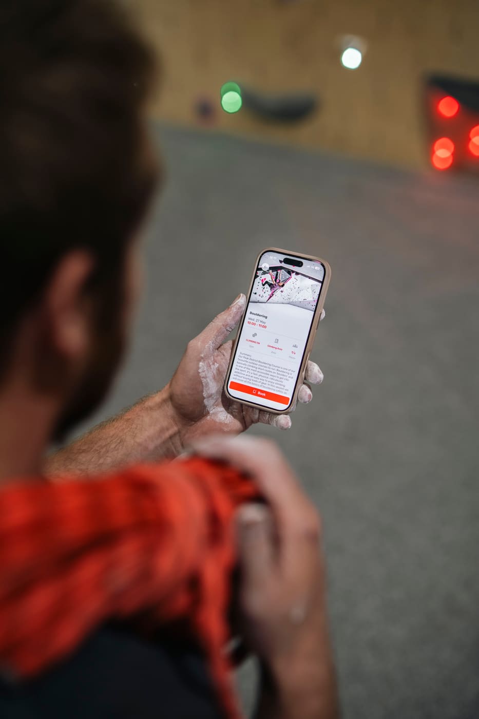 Member using the GymRealm branded gym mobile app