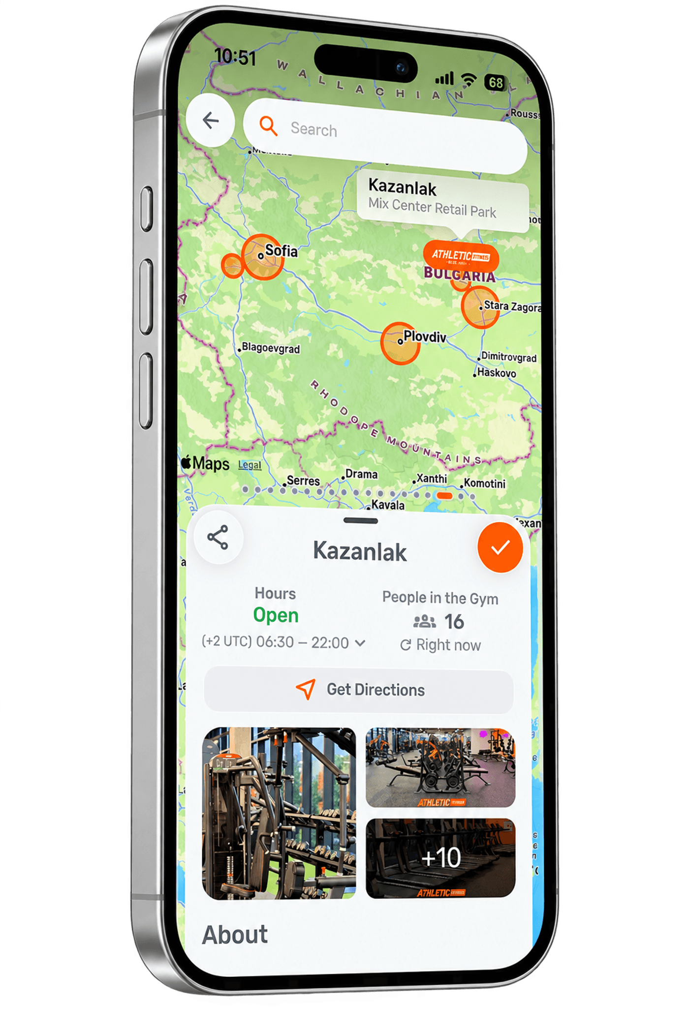 Mappa dell'app con le diverse sedi della struttura